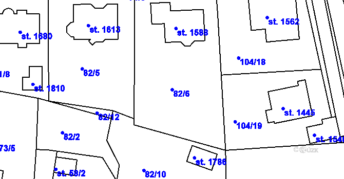 Parcela st. 82/6 v KÚ Králíky, Katastrální mapa