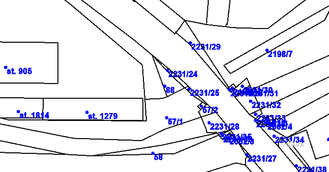 Parcela st. 88 v KÚ Králíky, Katastrální mapa