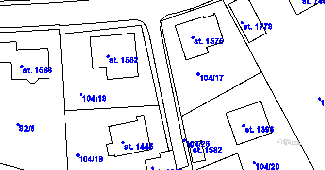 Parcela st. 104/2 v KÚ Králíky, Katastrální mapa