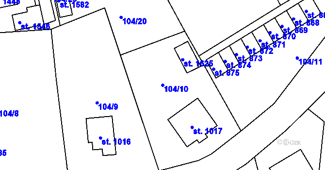 Parcela st. 104/10 v KÚ Králíky, Katastrální mapa
