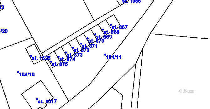 Parcela st. 104/11 v KÚ Králíky, Katastrální mapa
