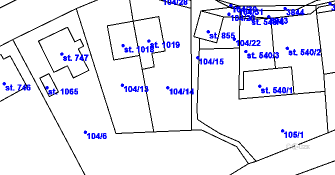 Parcela st. 104/14 v KÚ Králíky, Katastrální mapa