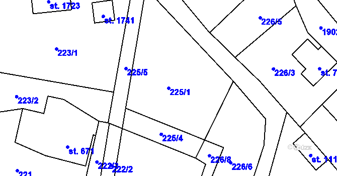 Parcela st. 225/1 v KÚ Králíky, Katastrální mapa