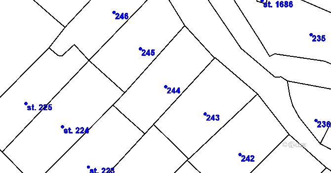 Parcela st. 244 v KÚ Králíky, Katastrální mapa