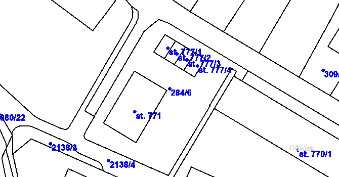Parcela st. 284/6 v KÚ Králíky, Katastrální mapa
