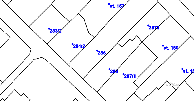 Parcela st. 285 v KÚ Králíky, Katastrální mapa