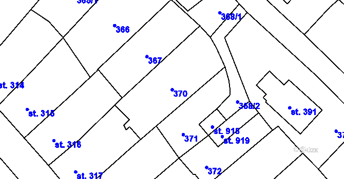 Parcela st. 370 v KÚ Králíky, Katastrální mapa