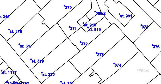 Parcela st. 372 v KÚ Králíky, Katastrální mapa