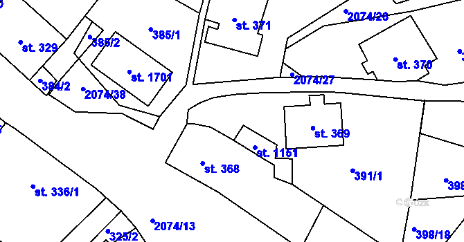 Parcela st. 391/2 v KÚ Králíky, Katastrální mapa