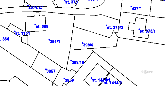 Parcela st. 398/6 v KÚ Králíky, Katastrální mapa