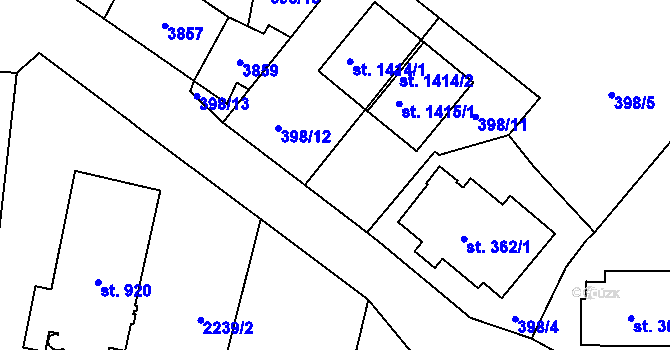 Parcela st. 398/16 v KÚ Králíky, Katastrální mapa
