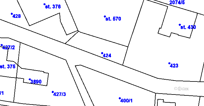 Parcela st. 424 v KÚ Králíky, Katastrální mapa