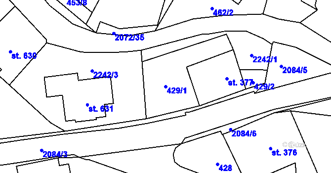 Parcela st. 429/1 v KÚ Králíky, Katastrální mapa