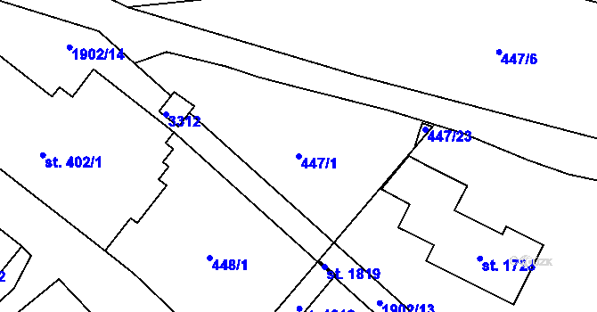 Parcela st. 447/1 v KÚ Králíky, Katastrální mapa