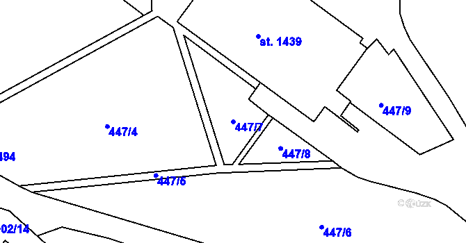 Parcela st. 447/7 v KÚ Králíky, Katastrální mapa