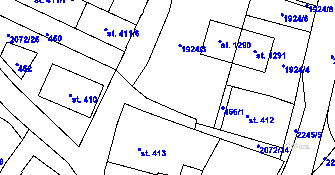 Parcela st. 466/2 v KÚ Králíky, Katastrální mapa