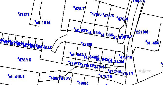 Parcela st. 478/9 v KÚ Králíky, Katastrální mapa