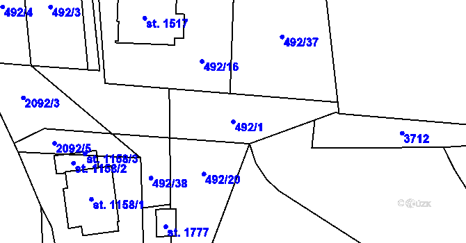 Parcela st. 492/1 v KÚ Králíky, Katastrální mapa