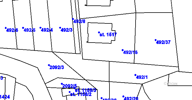 Parcela st. 492/13 v KÚ Králíky, Katastrální mapa