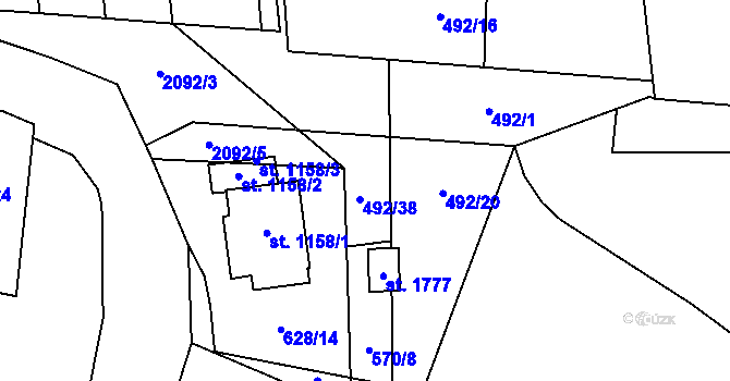 Parcela st. 492/19 v KÚ Králíky, Katastrální mapa