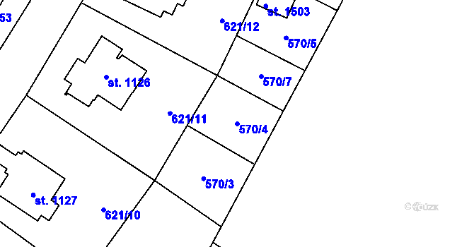 Parcela st. 570/4 v KÚ Králíky, Katastrální mapa
