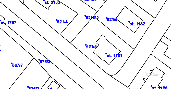 Parcela st. 621/5 v KÚ Králíky, Katastrální mapa