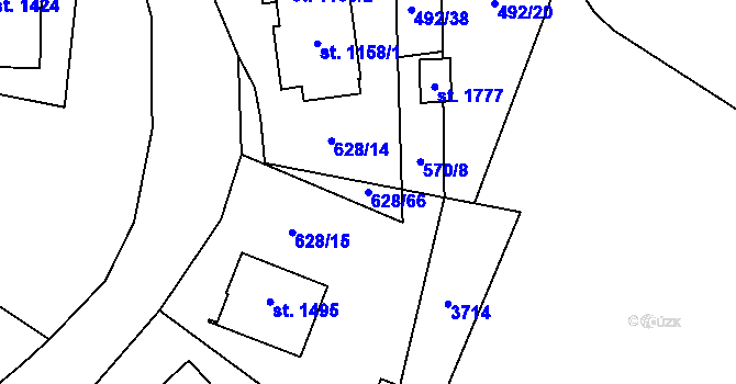 Parcela st. 628/66 v KÚ Králíky, Katastrální mapa
