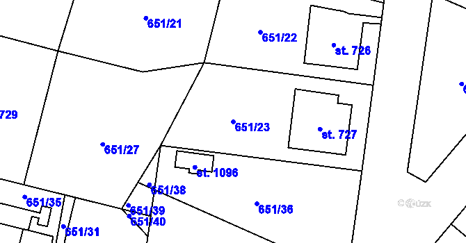 Parcela st. 651/23 v KÚ Králíky, Katastrální mapa