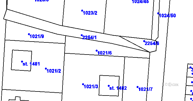 Parcela st. 1021/6 v KÚ Králíky, Katastrální mapa