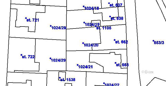 Parcela st. 1024/20 v KÚ Králíky, Katastrální mapa
