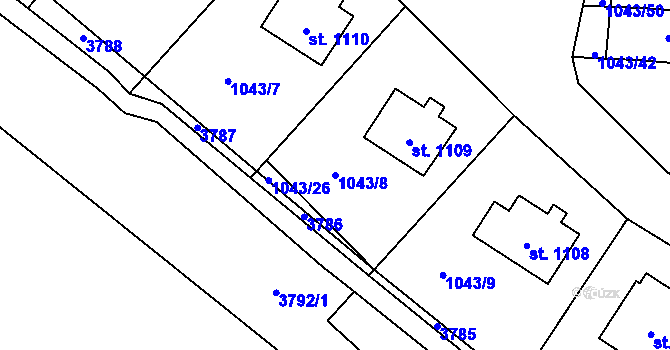 Parcela st. 1043/8 v KÚ Králíky, Katastrální mapa