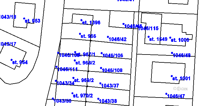 Parcela st. 1046/106 v KÚ Králíky, Katastrální mapa