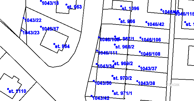 Parcela st. 1046/111 v KÚ Králíky, Katastrální mapa