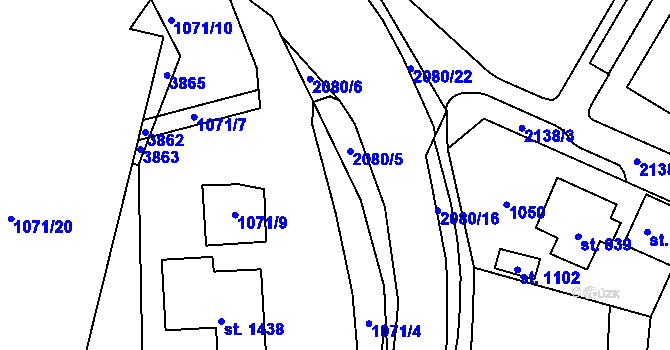 Parcela st. 1071/12 v KÚ Králíky, Katastrální mapa