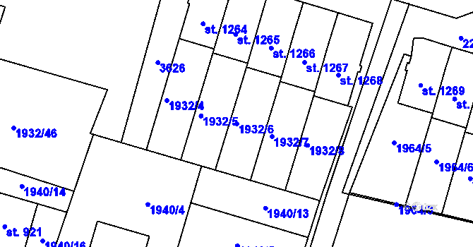 Parcela st. 1932/6 v KÚ Králíky, Katastrální mapa