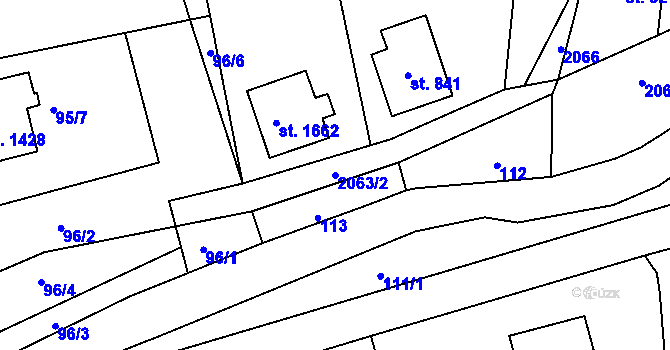 Parcela st. 2063/2 v KÚ Králíky, Katastrální mapa