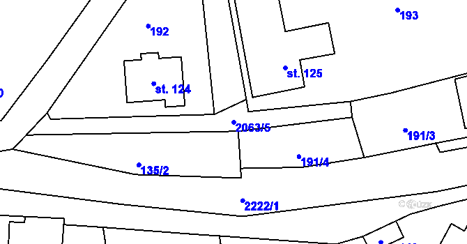 Parcela st. 2063/5 v KÚ Králíky, Katastrální mapa