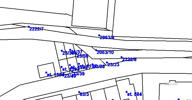 Parcela st. 2063/10 v KÚ Králíky, Katastrální mapa