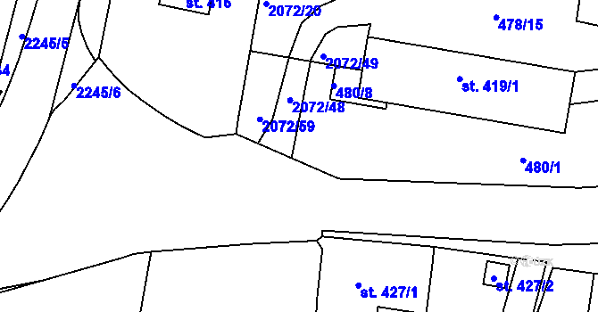 Parcela st. 2072/50 v KÚ Králíky, Katastrální mapa