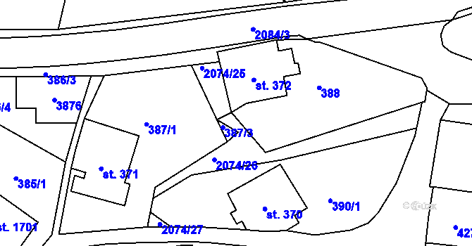 Parcela st. 2074/18 v KÚ Králíky, Katastrální mapa
