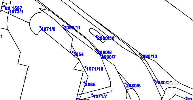 Parcela st. 2080/8 v KÚ Králíky, Katastrální mapa