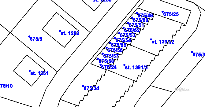 Parcela st. 675/57 v KÚ Králíky, Katastrální mapa
