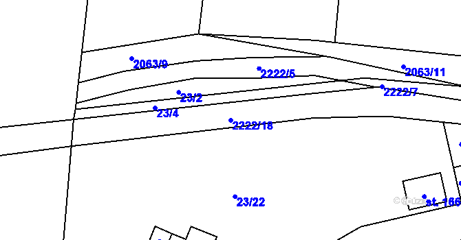 Parcela st. 2222/18 v KÚ Králíky, Katastrální mapa