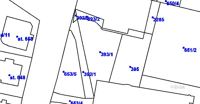 Parcela st. 393/1 v KÚ Králíky, Katastrální mapa