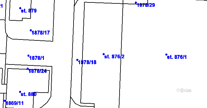 Parcela st. 876/2 v KÚ Králíky, Katastrální mapa