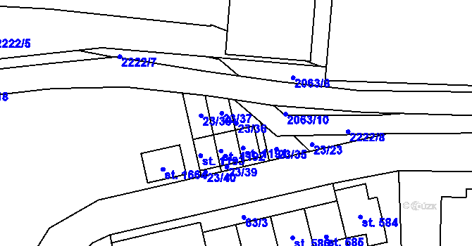 Parcela st. 23/36 v KÚ Králíky, Katastrální mapa