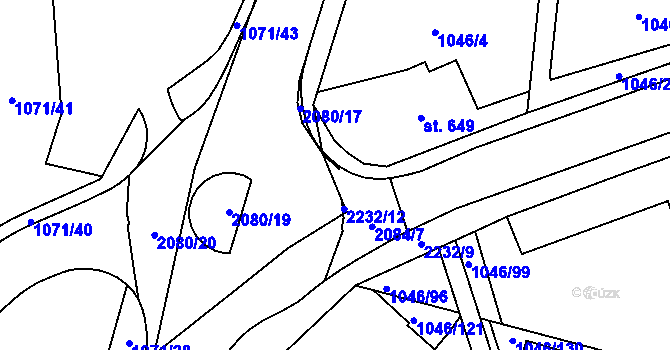 Parcela st. 2080/21 v KÚ Králíky, Katastrální mapa
