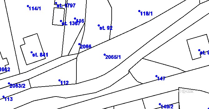 Parcela st. 2065/1 v KÚ Králíky, Katastrální mapa