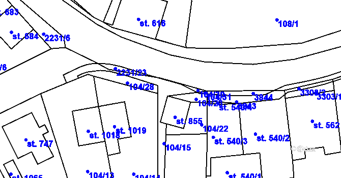 Parcela st. 104/29 v KÚ Králíky, Katastrální mapa