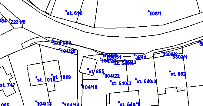 Parcela st. 104/30 v KÚ Králíky, Katastrální mapa